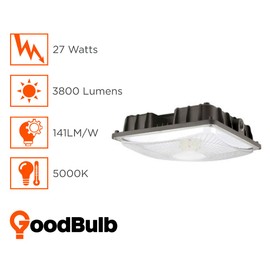 GoodBulb 27 Watt Canopy LED Area Light | 200 Equalivalent | High Output 3800 Lumens & 141 Lumens Per Watt | Non-Dimmable HID Area Light | 1 Pack