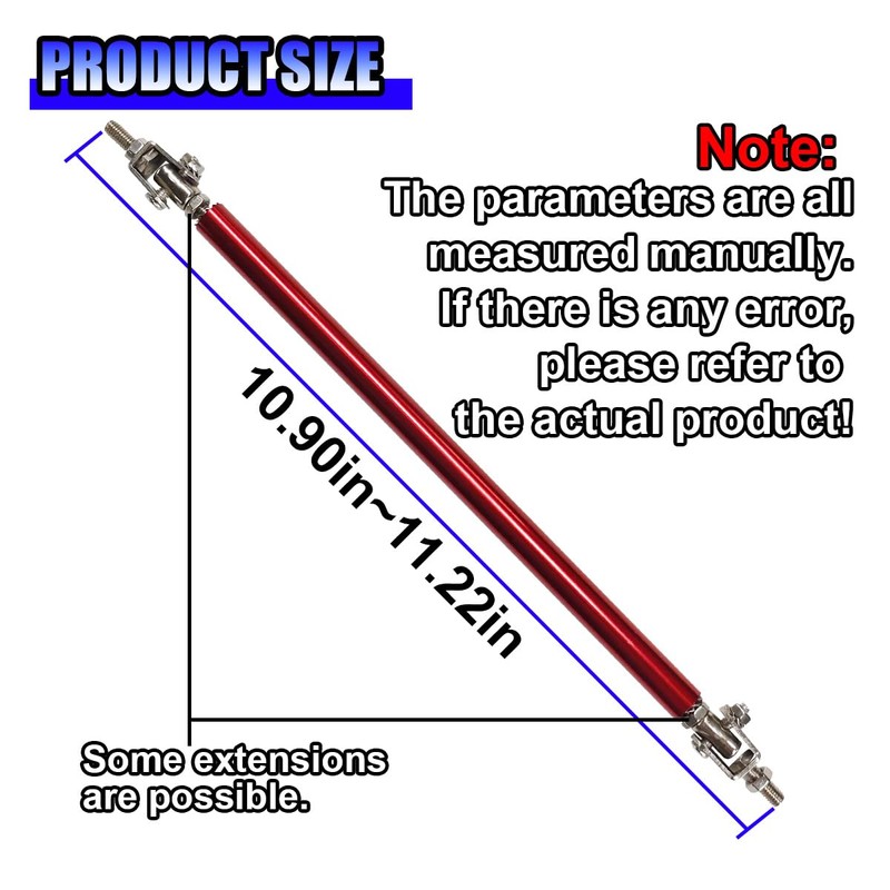 GAOLAOSY 2PCS Adjustable 8"-11" Splitter Strut Rods, Car Front Bumper