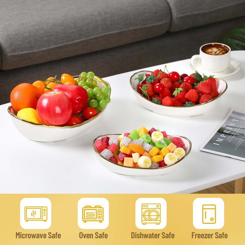 Honeydak 3 Tier Ceramic Fruit Bowl for Kitchen Counter Tiered