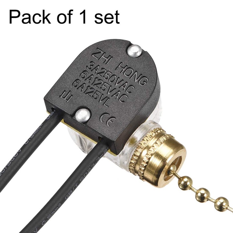 sourcing map Fan Light Switch with Brass Pull Chain (Pack