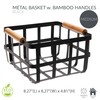 Simplify Square Metal Storage Basket with Bamboo Handles | Medium