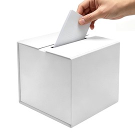HYZYWON Scatola per votazioni, scatola per raccolta schede, urna per voti, scatola per donazioni, cassetta per suggerimenti, scatola per offerte – 21 × 21 × 21 cm