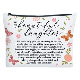 UDNADKEX Daughter Gift from Mom Dad, Christmas, Birthday, Graduation Gift for Daughter from Mother Father Makeup Bag, How Proud I Am of You