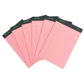 Mintra Office Recycled Writing Pads 6pk (Pink, Junior (5in x 8in)) - Pink Legal Pads, 50 Sheets per Notepad, Micro perforated, Notebook Paper for School, College, Office, Business