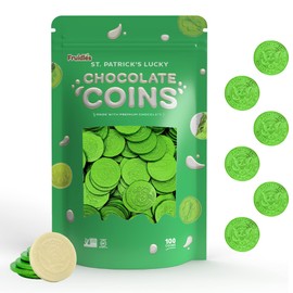 St. Patrick's Day White Milk Chocolate Coins, Green Coins, Milk Chocolate Coins (100-Pack, St. Patrick's Bag)
