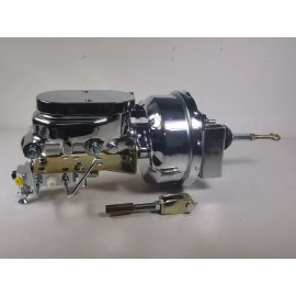Rodspeedracing 1964-66 Mustang chrome 7" Power Brake Booster Flat Top Master Cycl.Kit disc drum