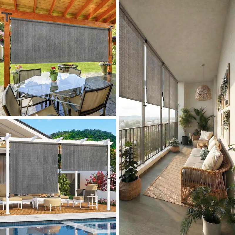 Outdoor Roller Shade 7' W x 8' H Cordless -