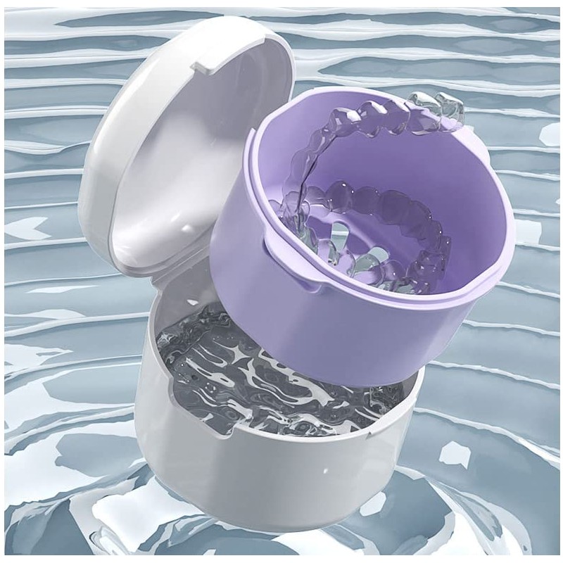 Denture Case, Retainer Case, Denture Cleaning Agent, Includes Drainer, Mouthpiece,