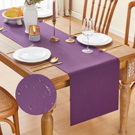 GUJOXILA Runner da tavola moderno, colore viola, 40 x 140 cm, impermeabile, lavabile, effetto lino, per cucina, tavolo da pranzo, decorazione per matrimoni, interni, vacanze, feste