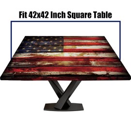 ZYRALLAX Square Fitted Table Cover Autumn Sunflowers On Wooden Board Stretch Tablecloth with Elastic fit for Square Table 42"x42" for Indoors Outdoors Party Dining Home Picnic Style130