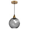 BOKT Large 1-Lights Smoke Gray Glass Pendant Light Brushed Gold Globe Round Chandelier Pendant Lighting Mid-Century Modern Kitchen Island Pendant Light Fixture (Smoke Gray)