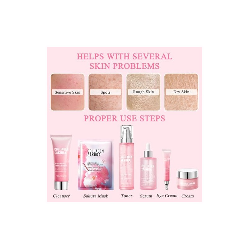 Set Cuidado Facial Piezas Kit Hidratante Aroma Flor Cerezo Mujer