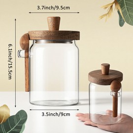 Suclain 2 Set 18 oz Glass Bath Salts Jar with Wooden Lids and Scoop Bath Salt Container Food Airtight Storage Containers for Sugar Coffee Bean Candy Spice