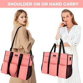 IBFUN - Bolsa de mano con bolsillos de 14/24 con cierre superior para profesores/mujeres de trabajo, C6-l-rosa, Large