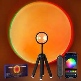 Neroupe Sunset Lamp Projector with APP Control Multicolor Changing Led Lights for Room, 360 Degree Rotation Sunlight Lamp Mood Lighting Bedroom Decor Christmas Gifts Photography for Women