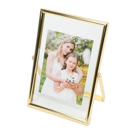AhaGo Gold Floating Picture Frame (4"x6", Vertical), For Photo 3.5x5, 2x3, 1x2, Adjustable Tabletop Shelf Photo Frame, Classy For Festival, Home or Wedding Decoration…