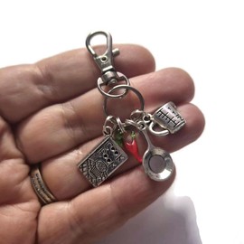 COOKING themed charm bag clip keyring CHEF gift, cooking cook cookery school graduate student themed birthday Xmas present, love to cook novelty food drink gift favors