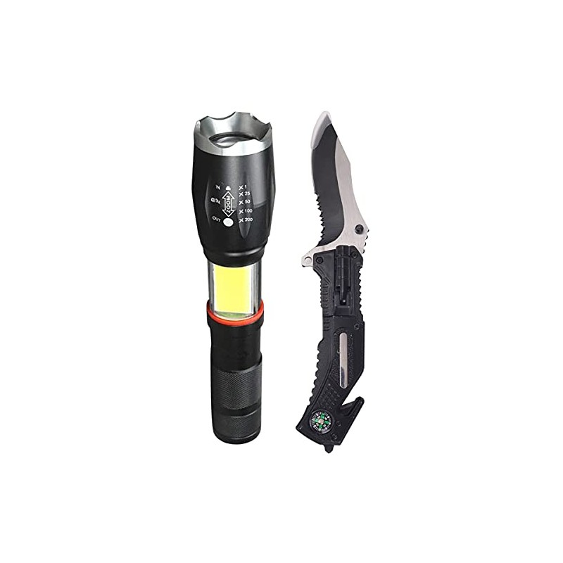 RoadPro RP18079 Flashlight and Knife 2 Piece Combo