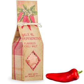 ARTIGIANI DEI SAPORI - Sicilian All-Natural Unrefined Flavored Sea Salt Infused with Dried Red Hot Chili Pepper, Trapani, 7 oz