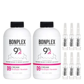 BONPLEX Cream Developer (16.9 oz, 9% VOL 30) 2pcs & 6pcs Set BONPLEX-i Ampoule Hair Repair Treatment