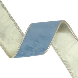 VATIN Sky Blue Velvet Wired Ribbon 1.5" Metallic Sky Blue Velvet Christmas Ribbon for Floral Arrangements Wrapping Gifts Stylish Decor Creation -Continuous 5 Yards