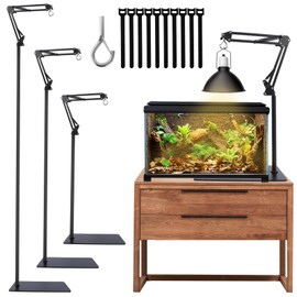 MECESOR Reptile Lamp Stand Adjustable Height 15.7-73.6inch with 360°Adjustable Swing Arm Heat Lamp Stand Plant Floor Light Holder for Bearded Dragon Turtles Snake and Chicks