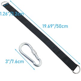 WHYHKJ 2 Sets Tree Swing Strap Suspension Kit Double Layer 50x3.2cm Heavy Duty Strap Locking Hook Clip Gym Cable Clip Exercise Indoor Swing Accessory for Outdoor Chair Porch Hanging Link Black