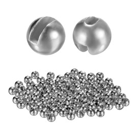 TIXIPEM 2.8mm Dia Tungsten Beads for Fly Tying [100PCS] - Slotted Head Ball for Tackle Craft & Fishing - [#12-14 - Tungsten Color] Sink Deeper Faster Fly Fishing Materials