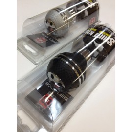 D&D UNIVERSAL CARBON LEATHER BLACK SILVER SPORT METAL GEAR SHIFT LEVER  KNOB SK-348
