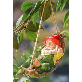 Valery Madelyn Garden Ornaments Gnome 7.4 Inch Earth Fairy Hanging Gardening Figurine Gardening Miscellaneous Garden Object Decoration Present Gift Home Outdoor Room Garden Decoration Cute Resin