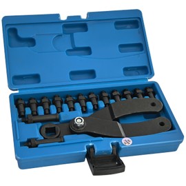 Socpuro 15PCS Universal Pulley Holder Tool Kit, Variable Pin Spanner Wrench with 3.5mm-10mm Pins, Adjustable Fan Clutch Pully Holder Wrench Kit