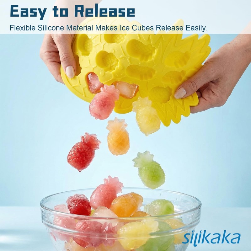 GC SILIKAKA UNIQUE ICE CUBE TRAYS FoodGrade Silicone Two Pineapple