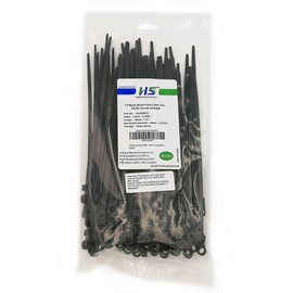 HS HS Plastic Ties with Screw Holes (100 Pack) 7.5 Inch Mount Head Electrical Zip Ties 50 LBS,UV Black