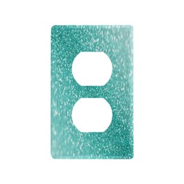 Teal Turquoise Sparkle Duplex Wall Plate Sea Water Aqua Green Switch Plate Electrical Outlet Covers 2 Gang Receptacle Plug Cover Home Decor H4.53 xL2.76 inch