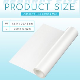 Innconee 12 x 300 Inch Adhesive Tile Mat Double Sided Tape Sheet 16 Sq ft Wide Large Adhesive Tile Setting Mat for Arts Crafts DIY Projects Wall Home Decoration