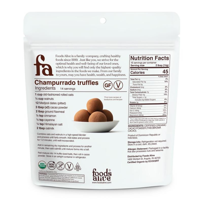 organic cacao powder - size: 8oz