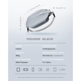 Inateck Sling Bag X, Compact Chest Bag Men Women Waterproof Bum Bag Chest Bags Shoulder Bag Crossbody Bag for Everyday Travel Hiking