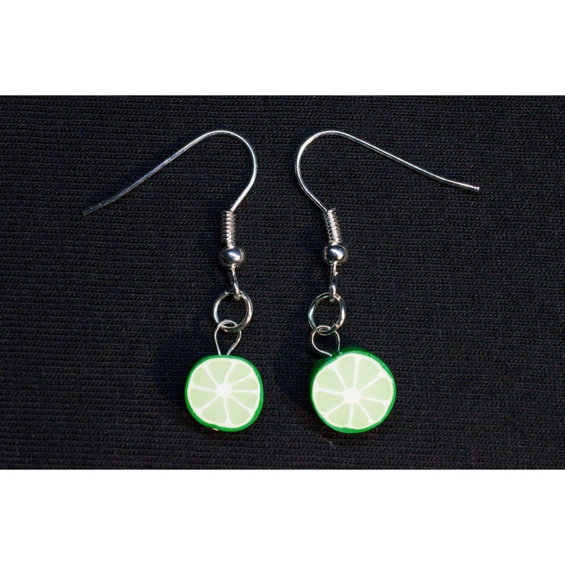 Miniblings Lime Earrings Pendant Fruit Lime Phosphorescent Cocktail – Handmade