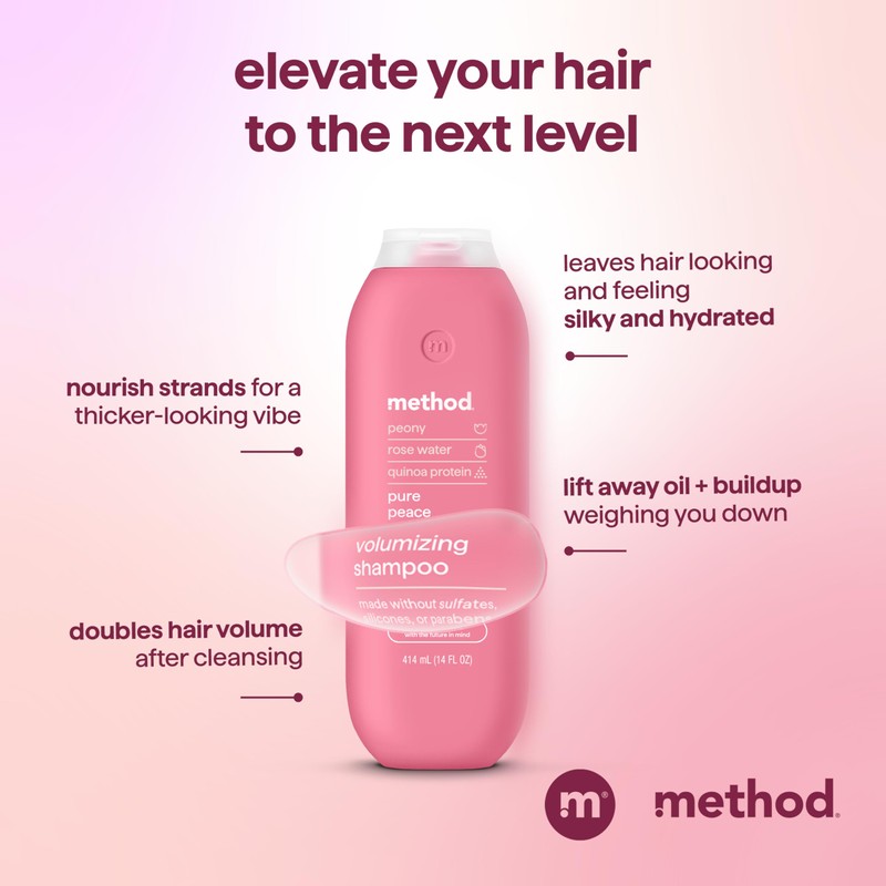 Method Volumizing Shampoo, Pure Peace with Rose, Peony, and Pink