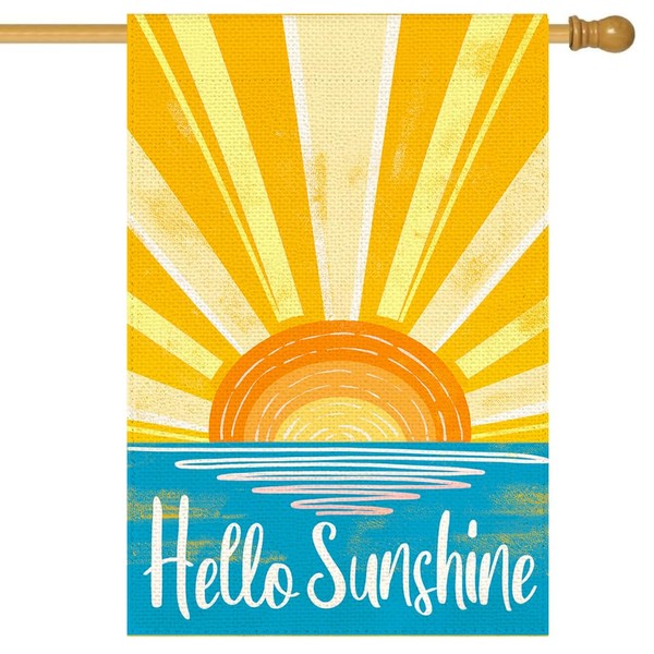RABUSOFA Hello Sunshine Summer House Flag 28x40 Inch Double Sided