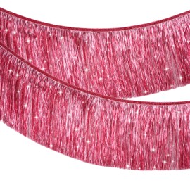 G2PLUS 2m Burgundy Fringe Garland, 20cm Sparkly Tinsel Fringing, Glitter Tinsel Garland, Shiny Backdrop Party Streamers for Birthday Wedding Prom Decoration