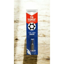 Best Way Tools T8 Tamperproof Torx Security 1 In. 1/4 In. Hex Screwdriver Bit