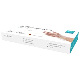 EUROPAPA 100, 200, 300, 450 Value Pack CPE Transparent Disposable Gloves in Box Latex Free Rubber Gloves Powder-Free Gloves in Sizes S, M, L, XL (100, M)