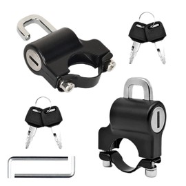 Pack of 2 Motorcycle Helmet Lock Universal Motorcycle Helmet Padlock Helmet Safety Lock with 4 Keys for 22-28 mm Handlebar Tube (Black)
