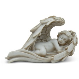 Stylish Angel Decoration for Indoor and Outdoor Use - Guardian Angel Figure 15 cm Made of Marble - Angel with Angel Wings Also as a Weatherproof Statue on the Grave - Statue as Grave Decoration and