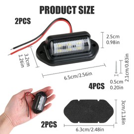 RRICHH 2 Piece Motorcycle Car LED Number Plate Trailer Light Kit with PC Lampshade and ABS Base for Truck Van