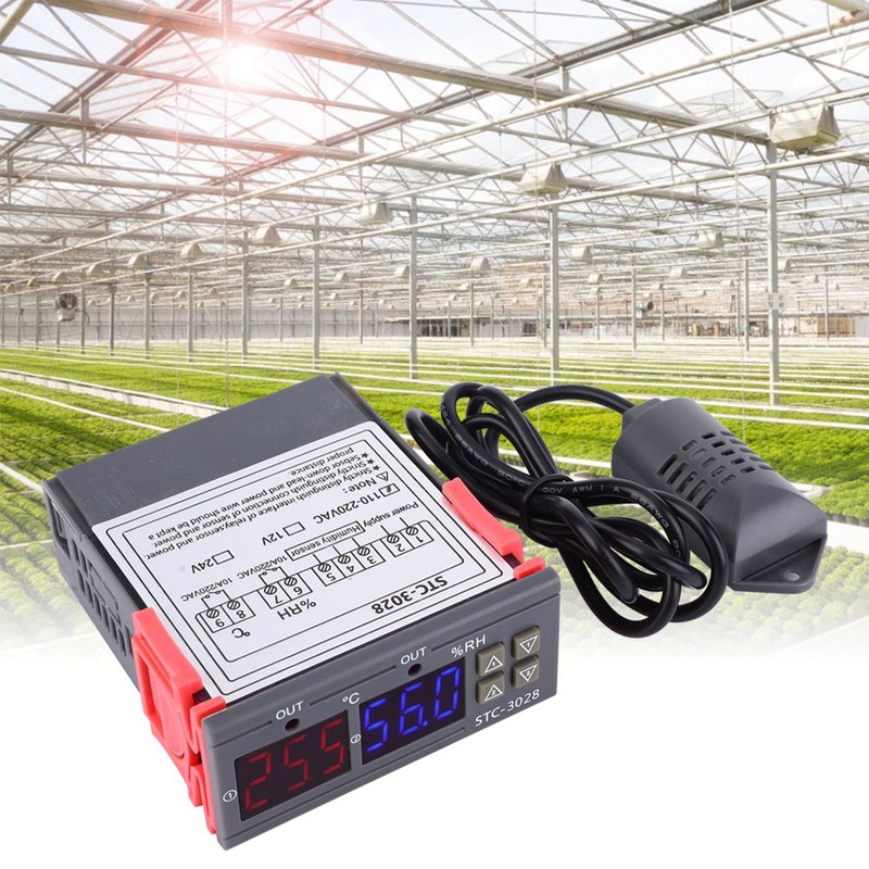 Digital Display Temperature and Humidity Controller Meter with Integrated Sensor
