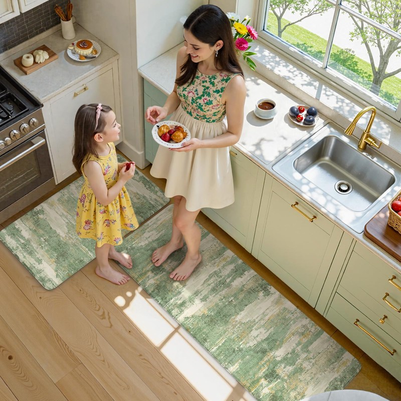 Collive Kitchen Mats Cushioned Anti Fatigue, Modern Abstract Non Slip