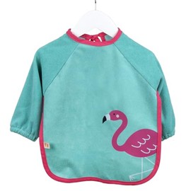 schlummersack Baby Bib Waterproof with Long Sleeves in Various Designs for Boys and Girls from 6-24 Months, flamingo