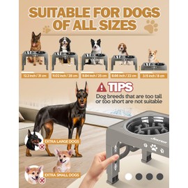 Jovrun Elevated Dog Bowls, Dog Feeder with Stainless Steel Dishes & Slow Feeder Bowl, 5 Heights Adjustable Raised Stand for Medium Large, Food Dishes with Non-Slip Feet